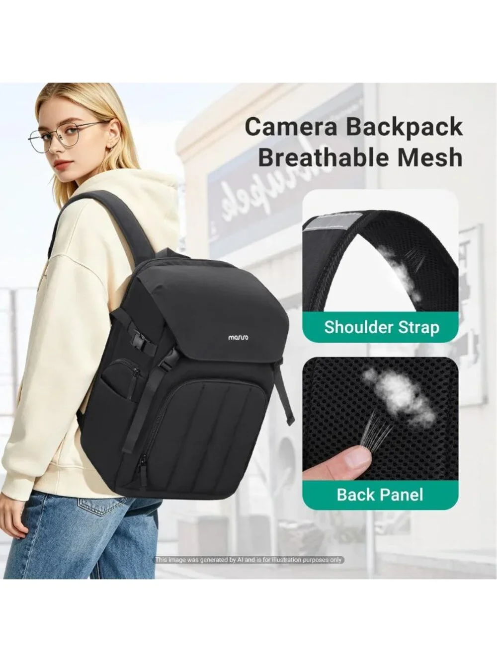 Versatile DSLR/Mirrorless Camera Backpack with Laptop Compartment & Rain Cover
